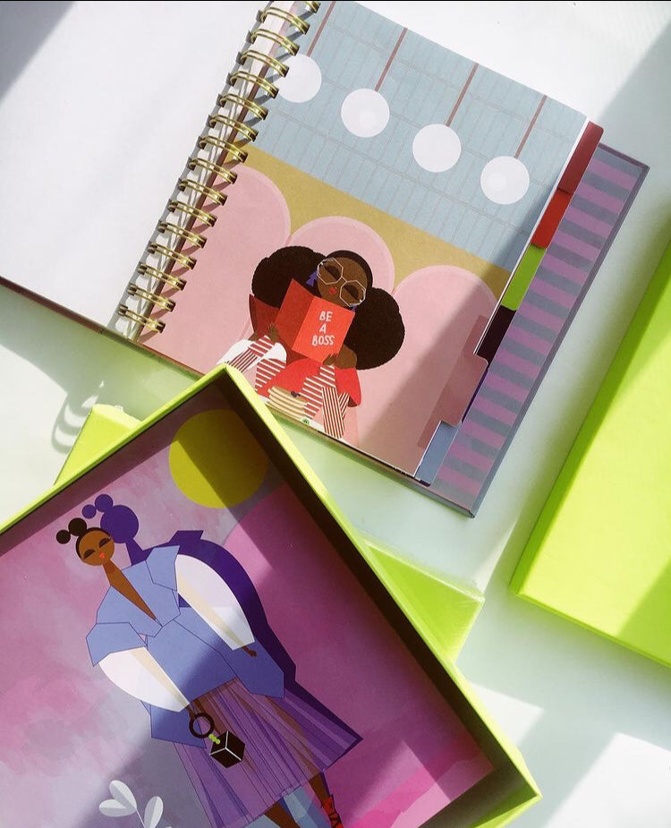 Black Girl Magic Weekly Planner in keepsake box with illustrated Eeni art